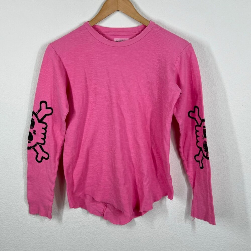 Nununu Pink Long Sleeve T Shirt Peeking Skulls Size 10-11